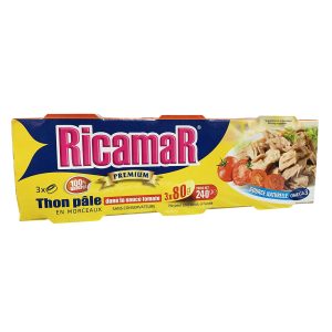 Thon pâle en morceaux dans la sauce tomate – Ricamar – 3 x 80 g