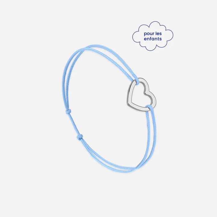 LE VENT A LA FRANCAISE – Coeur Vide – Enfant – Bleu Ciel – Plaqué Argent